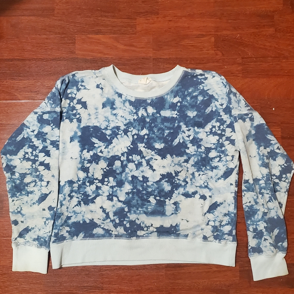BCBGeneration Blue Tie-Dye Crew Neck Sweater